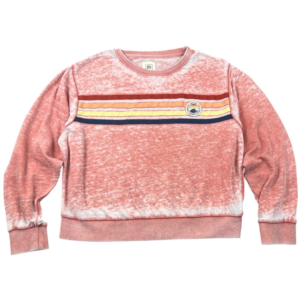 Rip Curl Pink Burnout Stripe Crewneck Sweatshirt Women’s L